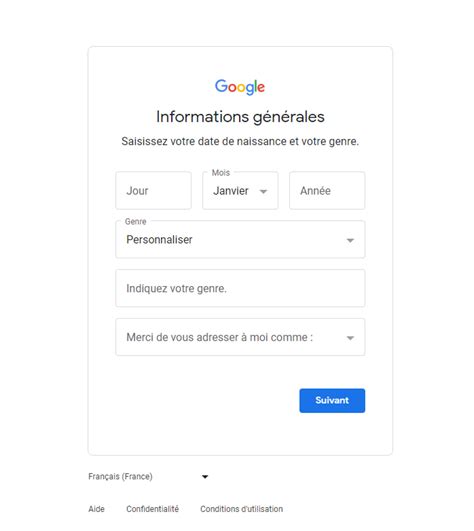 gmail création de compte.